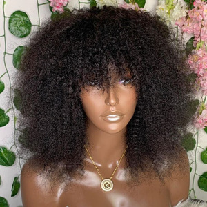 Perruque bob <span class=keywords><strong>afro</strong></span> de cheveux naturels crépus — ali queen, cheveux humains vierges, haute densité, 100% cheveux humains, bandeau sans colle, coupe courte pixie, pour femmes, vente en gros - Product Image 2