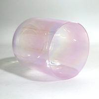 Gradient Pink Aurora Transparent Crystal Singing Bowl Pot Healing Meditation Music Percussion Musical Instrument Yoga