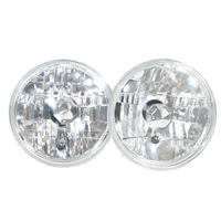 Faro Redondo de 5.75 Pulgadas con Rejilla Plateada de Cristal, Faros de Conversión H4, Compatibles con Miles de Autos Clásicos Antiguos