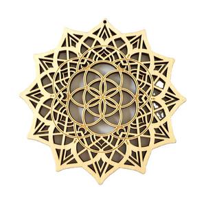 Heilige Holzkunst <span class=keywords><strong>Meditation</strong></span> Lasergeschnittenes Holz Geschnitztes Holz-Mandala Runde Wandkunst Lebensbaum Kristallgitter Dekoration - Product Image 1