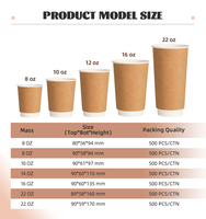 Vaso de Papel Desechable de Doble Pared con Logotipo Personalizado, 8oz, 12oz, 16oz, 20oz, para Bebidas Calientes y Café, 2026