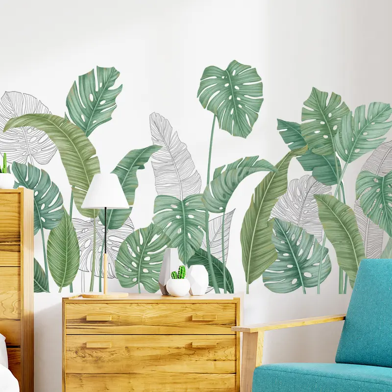 Monstera Banana Leaf Wall Sticker DIY Home Wall Decals Ins Style Room Wallpaper Decor PVC Removable Stickers
