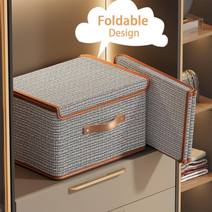 Caja <span class=keywords><strong>de</strong></span> Almacenamiento Cuadrada <span class=keywords><strong>de</strong></span> Diseño Moderno, 100% Algodón, con Tapa <span class=keywords><strong>de</strong></span> Aluminio, Capacidad <span class=keywords><strong>de</strong></span> 38L, Plegable y Portátil para Guardar <span class=keywords><strong>Ropa</strong></span> en el Armario - Product Image 5