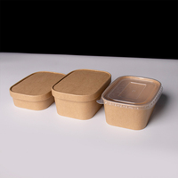 Boîte alimentaire rectangulaire en papier kraft jetable avec couvercle transparent, personnalisable OEM, vente en gros, éco-responsable