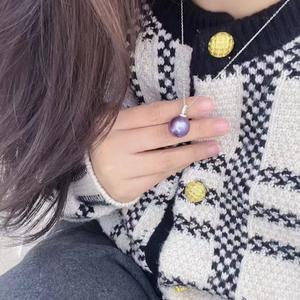 Colgante de Plata de Ley 925 con Perla Edison Púrpura de Agua Dulce para Mujer, Cierre Universal para Pezón, Diseño Simple y Versátil, Moissanita - Product Image 4