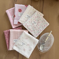 Set de table carré en coton rose à motif floral de dessin animé, tapis de table gaufré jacquard décoratif pour la salle à manger à la maison