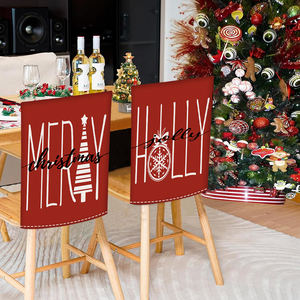 Juego de 4 fundas navideñas para sillas, copos de nieve dorados, funda trasera de lino para mesa de comedor, uso de silla de boda - Product Image 5