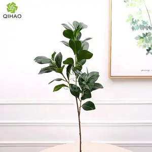 Planta de hojas de plástico blando artificial para decoración de bodas en casa, tallo largo artificial, hojas verdes, hojas de berro