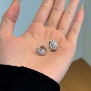 Dylam New Rhodium 14K Gold Plated 925 Sterling <b>Silver</b> Chunky 5A CZ Cubic Zircon <b>Clip</b> on Hoop Earrings for Women - Product Image 4
