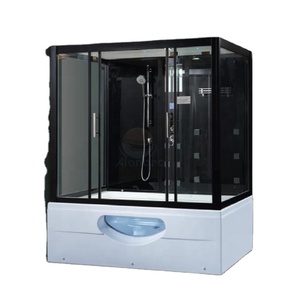 Sauna de Vapor Acrílica Multifuncional Doble para 2 Personas, <span class=keywords><strong>Ducha</strong></span> Combinada Cerrada, <span class=keywords><strong>Hidromasaje</strong></span> con Cascada, Bañera de <span class=keywords><strong>Hidromasaje</strong></span> con Puerta Corredera de Aluminio - Product Image 1