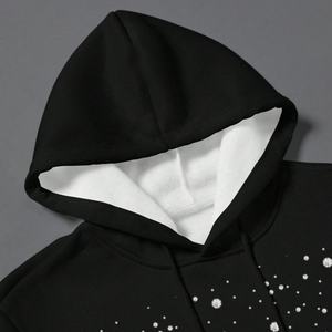 Ensemble survêtement homme style streetwear hip-hop, sweat à capuche oversize respirant et pantalon de jogging superposé, avec impression graphique personnalisée, broderie et appliqué - Product Image 3