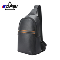 BOPAI Custom logo Telefoonhoesje Ultralicht Minimalistisch Schoudertas van Echt Runderleer voor Heren