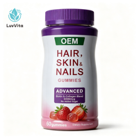 Gummies de collagène et vitamine C LUVVITA OEM, marque privée, complément alimentaire pour cheveux, peau et ongles, blanchissant, à base de plantes, halal.