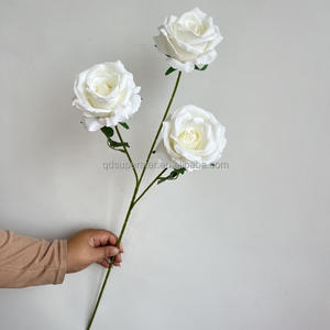 Hojas artificiales <span class=keywords><strong>de</strong></span> alta calidad, diseño novedoso <span class=keywords><strong>de</strong></span> 3 cabezas, flor rosa, diseño novedoso, venta al por mayor <span class=keywords><strong>de</strong></span> fábrica, venta al por mayor - Product Image 5