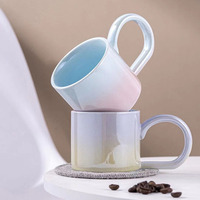 Tasse à café en céramique de couleur dégradée émaillée perle créative tasse à eau légère de luxe ins guft