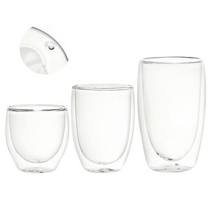 Vasos de Vidrio Transparente Redondos de Doble Pared Preperforados de 8 Onzas, 12 Onzas y 15 Onzas para Sublimación - Product Image 1