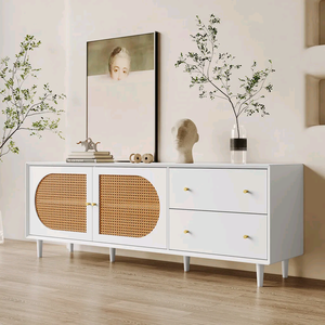 Combohome High Quality Mid Century Modern Living Room Furniture <strong>TV</strong> Stand Wood <strong>Rattan</strong> Storage Cabinet <strong>Tv</strong> <strong>Unit</strong> for Living Room - Product Image 1