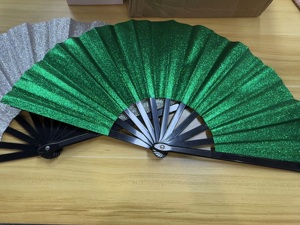 Abanicos Plegables de Plástico Pintados a Mano con Purpurina, Grandes, de 33 cm, Estilo Kung Fu, para Fiestas, Festivales y Baile - Product Image 6