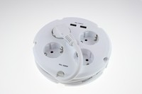 Regleta de Enchufes Múltiples MQL con 4 Tomas de Corriente, 2 Puertos USB, Adaptador de Viaje Universal de 230V, Material de PC Ignífugo