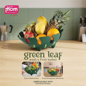 Passoire de cuisine Anax en plastique PP, forme feuille verte, design ajouré, pour évier et lavage de fruits - Product Image 2