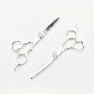 6.0 inch hair cutting scissors shears SF02 professional set Steel barber salon beauty factory blue jewel jewelry screw