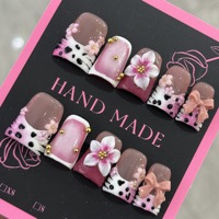 Uñas postizas de lujo transfronterizas de gran venta, con diseño tridimensional tallado, tipo pico de pato, hechas a mano, con forma de flor de tulipán