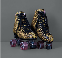 Patins à roulettes d'extérieur à la mode Botte en vinyle à imprimé léopard Roues à double surface