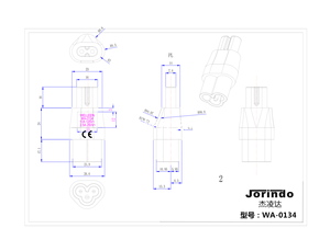 Adaptador de Corriente IEC 320 C6 a C7 Macho a Hembra Tipo <span class=keywords><strong>Mickey</strong></span> Mouse WA-0134, Enchufe Industrial C6 Macho de 3 Pines a C7 de 2 Pines - Product Image 5
