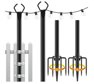 Guirlande légère en métal pour <span class=keywords><strong>ficelle</strong></span> extérieure avec fourche suspendue pour patio arrière-cour jardin pont fête mariage - Product Image 4