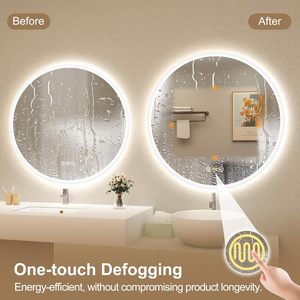 Miroir LED Rond Mural Moderne CF avec Haut-Parleur Bluetooth, Écran Tactile Intelligent, Lumière LED Argentée pour Salle <span class=keywords><strong>de</strong></span> Bain - Product Image 4