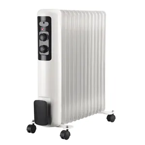 1500-2000W Electric Oil-Filled Radiator Room Heater Black 11 Fin with Timer Wall Mounted Bedroom Bathroom Living Room Use