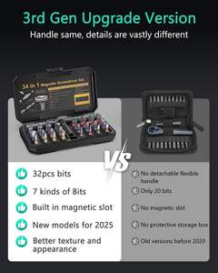 Juego de destornilladores magnéticos 34 en 1, juego de destornilladores de trinquete DIY, kit de herramientas de reparación portátil mejorado con mango de trinquete desmontable - Product Image 5