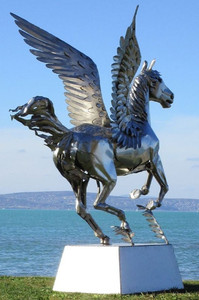 Sculpture <span class=keywords><strong>de</strong></span> <span class=keywords><strong>cheval</strong></span> <span class=keywords><strong>Troi</strong></span> en acier inoxydable, sculpture d'extérieur en acier inoxydable - Product Image 2