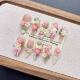 Faux ongles à pression longs faits à la main, motif French manucure rose, taille moyenne, pour femmes, style Nouvel An