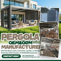 Pérgola de Aluminio, Tamaño Personalizado, Estructura Resistente, Techo Retráctil Impermeable, Cocina al Aire Libre, Restaurante