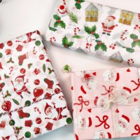 Papier d'emballage cadeau personnalisé avec des éléments de Noël du Père Noël, papier kraft jetable imperméable et recyclable, série de Noël