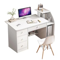 Modern ucuz mobilya ahşap beyaz öğrenciler öğretmen çalışma masası ev ofis bilgisayar masası çekmece raf ile genç için