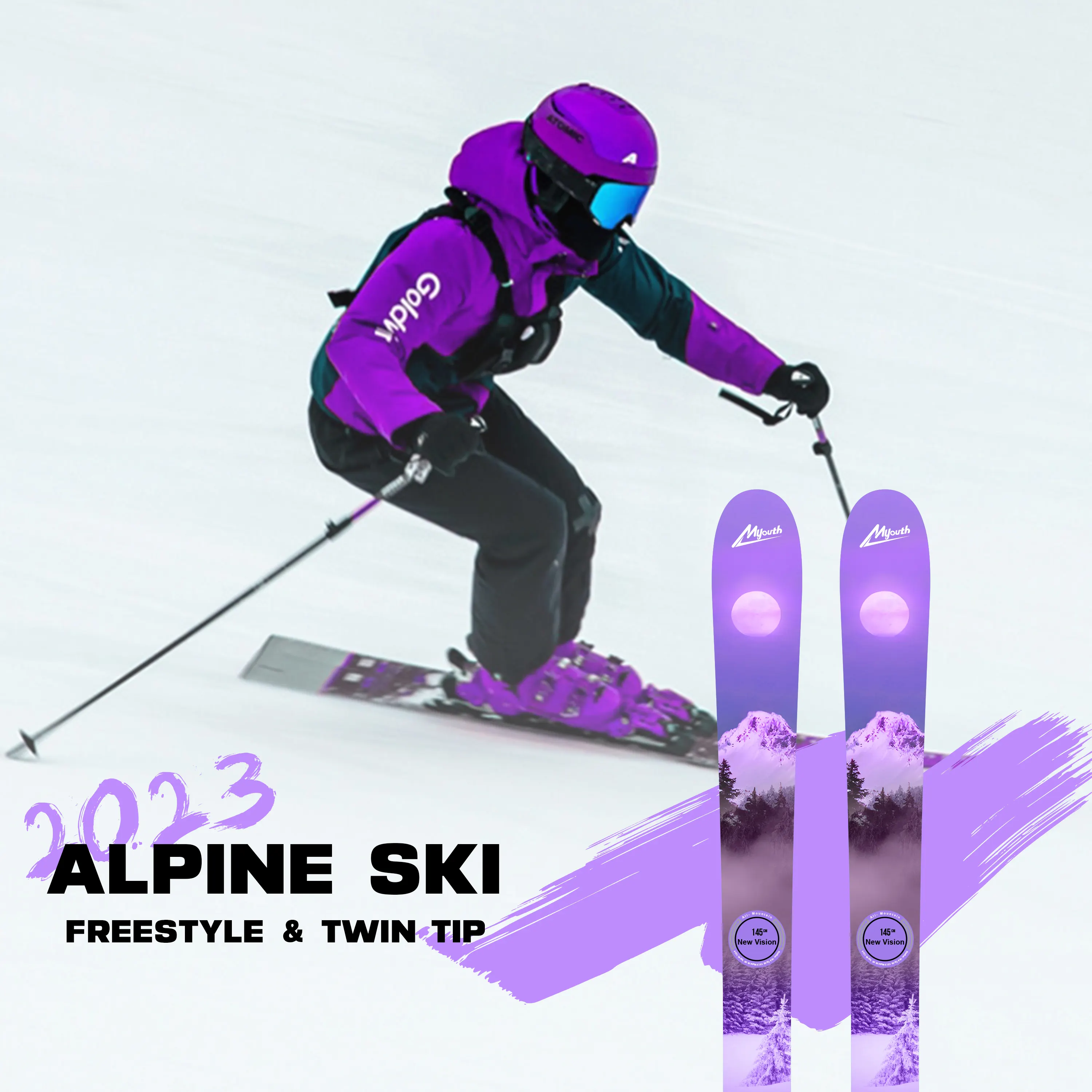 Personalizza logo stabile Soft Park salti striscia di carbonio Alpine All Mountain Twin Tip sci Snow