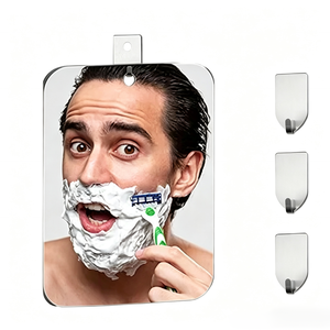 150*200*1.5mm PC Anti Fog <b>Shaving</b> <b>Mirror</b> Unbreakable Shower Bathroom <b>Mirror</b> With Self Adhesive Hooks for Men Grooming - Product Image 1