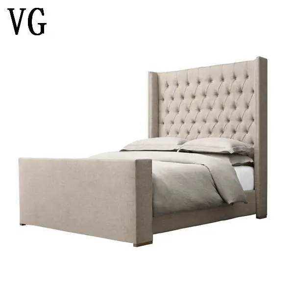 Elegant King size American style royal bedroom furniture antique soft tufted double bed