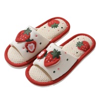 Vente en gros Pantoufles d'intérieur personnalisées pour femmes Pantoufles de chambre à coucher en lin de créateur mignon semelle confortable antidérapante