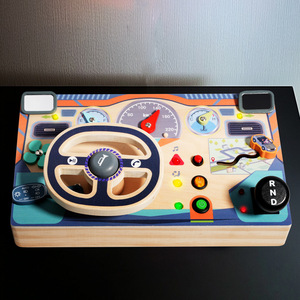 Montessori Sensorisches Lernspielzeug Holz-Lenkrad Unisex Kinder-Beschäftigungsbrett Spielhaus zur <span class=keywords><strong>Simulation</strong></span> Echtes Fahrerlebnis - Product Image 6
