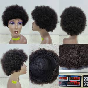 Letsfly <b>Afro</b> 6inches Cheap Wholesales 9$ Full machine <b>Wigs</b> Finger Wave Short Cut <b>Wigs</b> Natural Human Hair 27# Cheap <b>Wigs</b> - Product Image 5