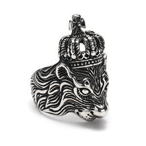 Anel de Aço Inoxidável Masculino Estilo Punk Domineering com Coroa de Leão Rei, Vintage Europeu e Americano, Moda Punk Animal - Product Image 6