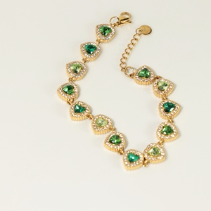Pulsera de Cristal con Corte de Corazón, Chapada en Oro de 18K, Cadena de Eslabones para Mujer, Joyería Romántica, Regalo - Product Image 4