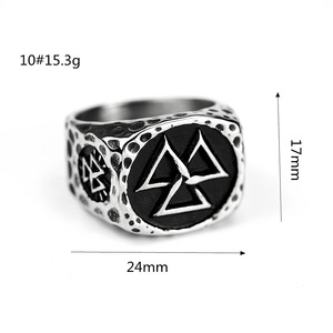 Men's Titanium Steel <b>Ring</b> Geometric Nordic Viking Symbol Hip Hop Jewelry Gift - Product Image 5