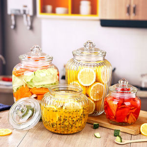 Transparent Glass <b>Storage</b> <b>Jar</b> With Lid Large Size <b>For</b> Pickling And Liquor Soaking <b>Kitchen</b> Use - Product Image 2