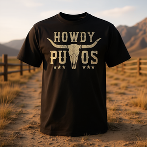 Camiseta Howdy Putos Bull Skull Country Cowboy, diseño retro vintage - Product Image 3