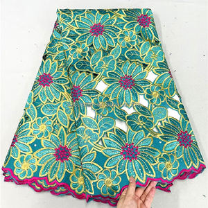 Fil écologique coton suisse <span class=keywords><strong>Filtex</strong></span> tissu de dentelle polonaise broderie vert émeraude - Product Image 2