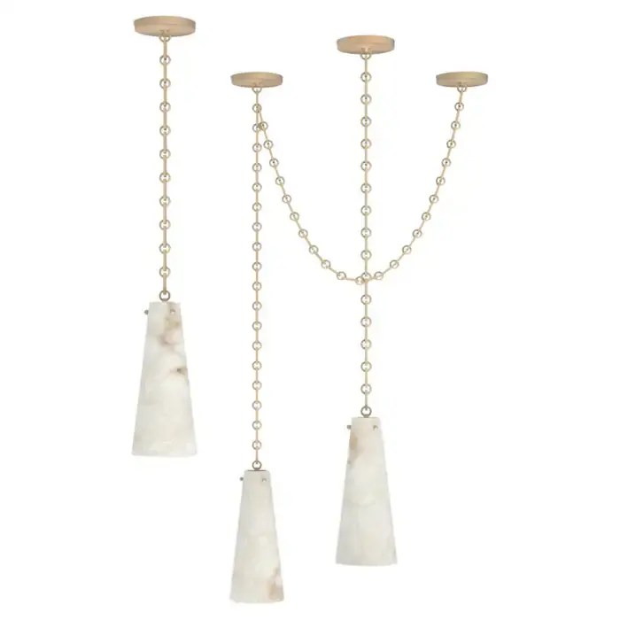 3-Light Vintage Spanish alabaster chandelier modern indoor decoration marble lamp